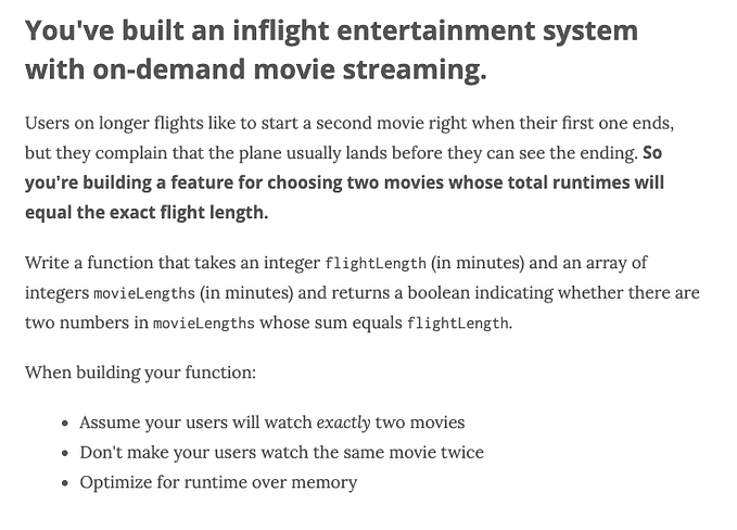 Solving The Algorithm Question In Flight Entertainment