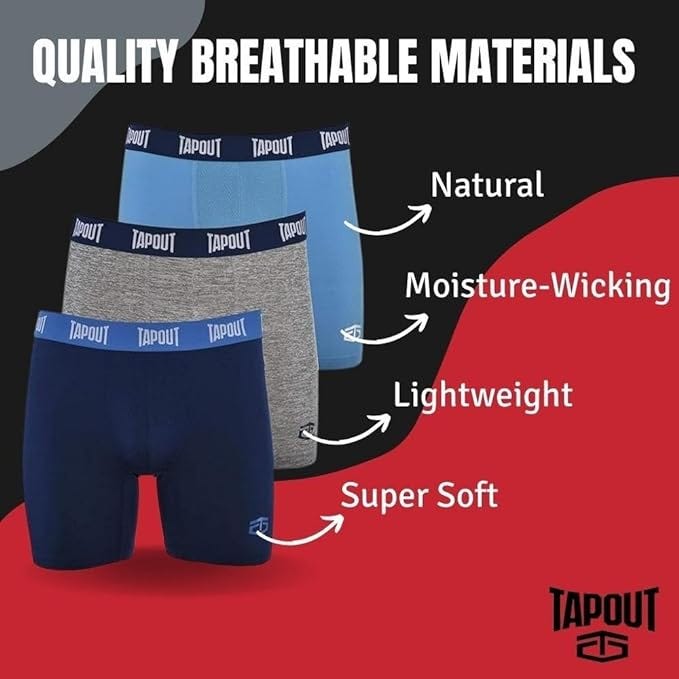 TAPOUT Mens Performance Boxer Briefs — 3-Pack - Penn Appraisals - Medium