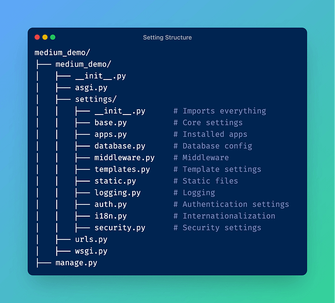 Breaking Up with settings.py: A Smarter Django Settings Structure (Not Env-Based!) 🎯