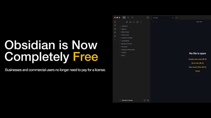 Obsidian is Now Completely FREE to Use — Even for Businesses