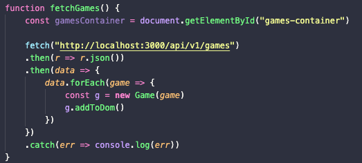 Fetching from front-end to back-end using API.