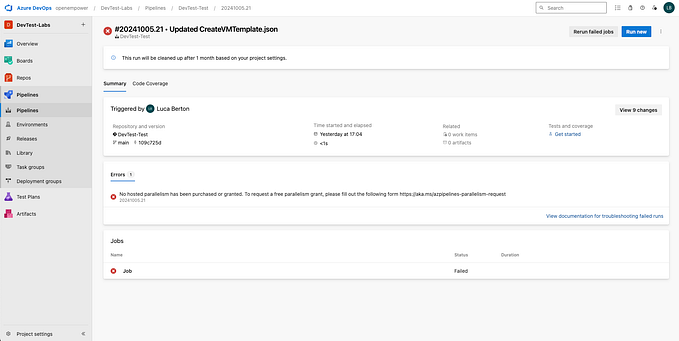 How to Resolve “No Hosted Parallelism Has Been Purchased or Granted” in Azure DevOps Pipelines