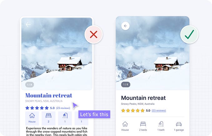 UI design before and after example