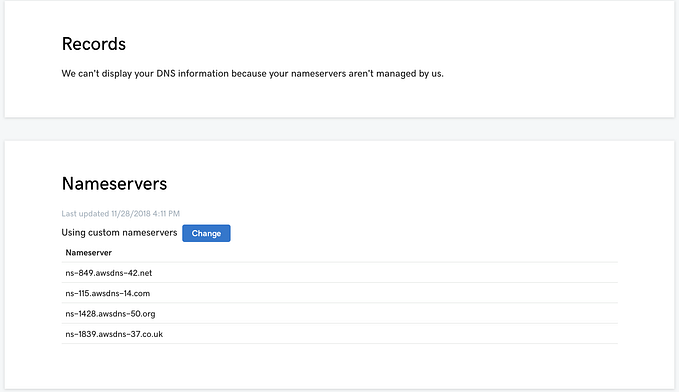 Domain by GoDaddy, DNS by Route53