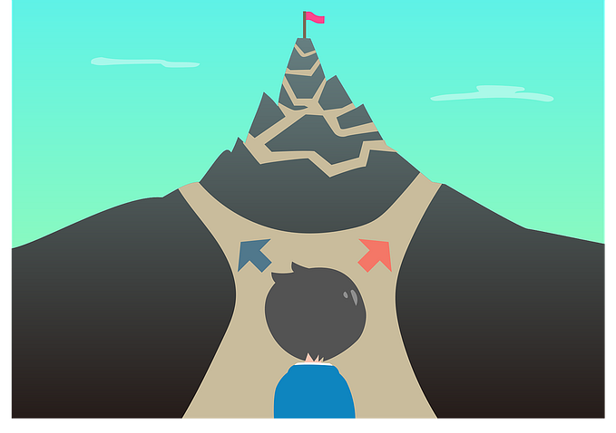 Person deciding which path to go to reach the destination. Reference to split data set in TensorFlow.