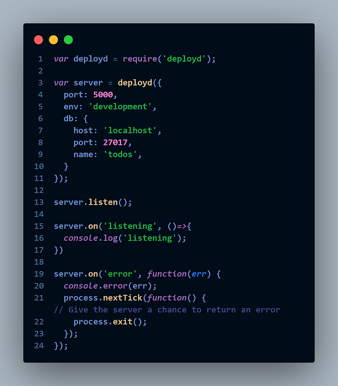 Quick start Mongo with Deployd