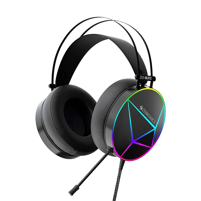 ZEBRONICS Zeb-Blitz USB Gaming Wired On Ear Headphones with Mic with Dolby Atmos, RGB Led, Windows…