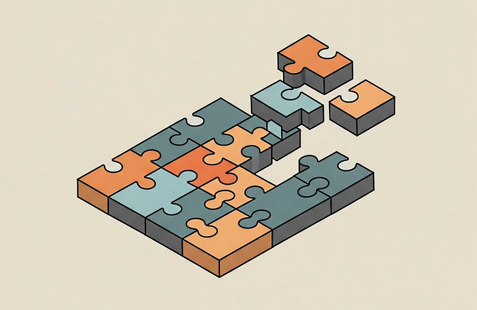 Cartoon puzzle pieces fitting together