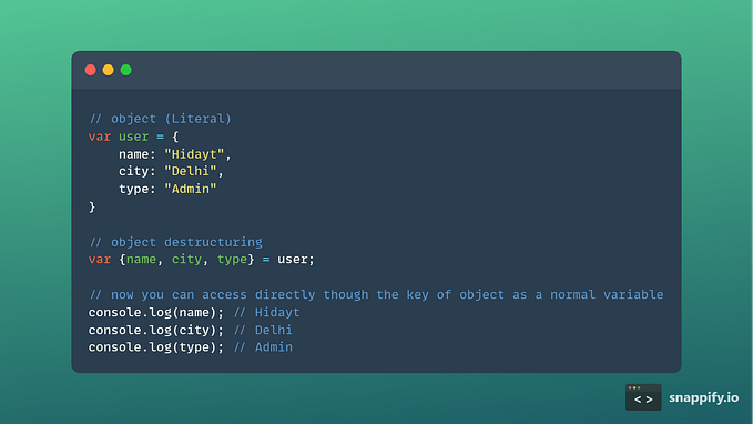 Object destructuring in JavaScript