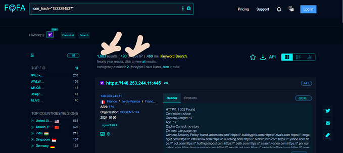 Asset discovery with favicon hash.
