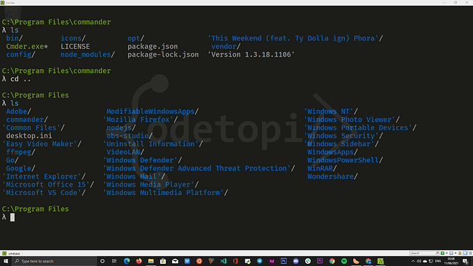 a cmder terminal on windows