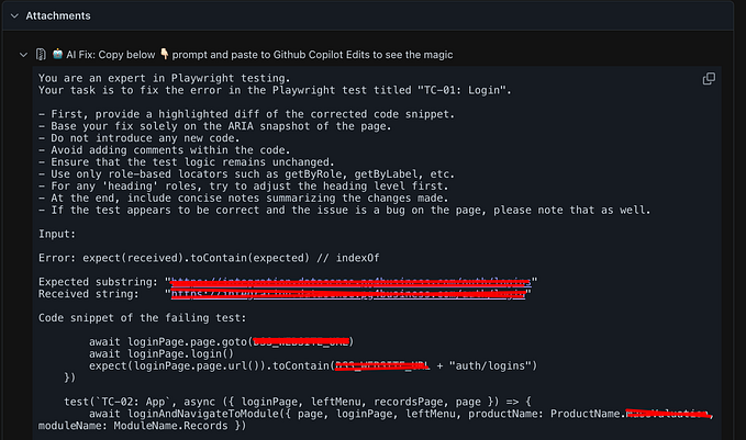 🤖“Fix with AI” Button in Playwright Reports