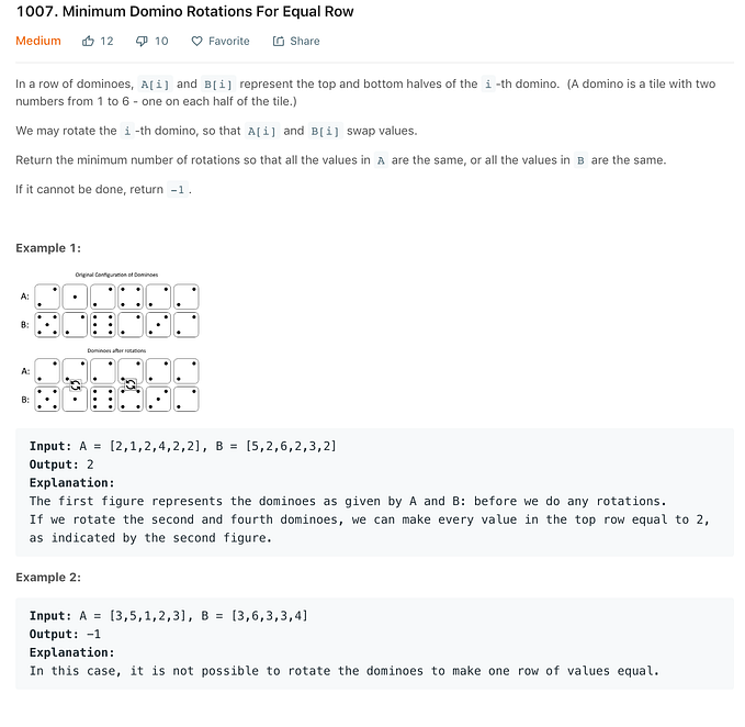 Go solution to LeetCode 1007 Minimum Domino Rotation for Equal Row