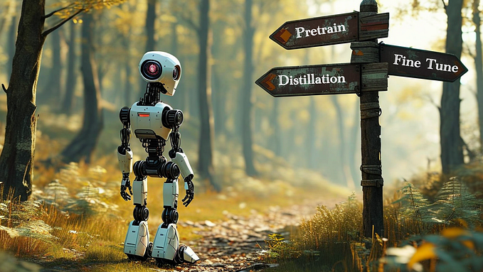 How to choose between pre training, fine tuning, and model distillation.