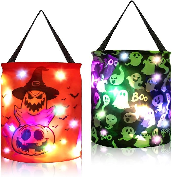 Halloween Glowing Pumpkin Bag LED Light Candy Bags Bucket Multi Purpose For  Kids