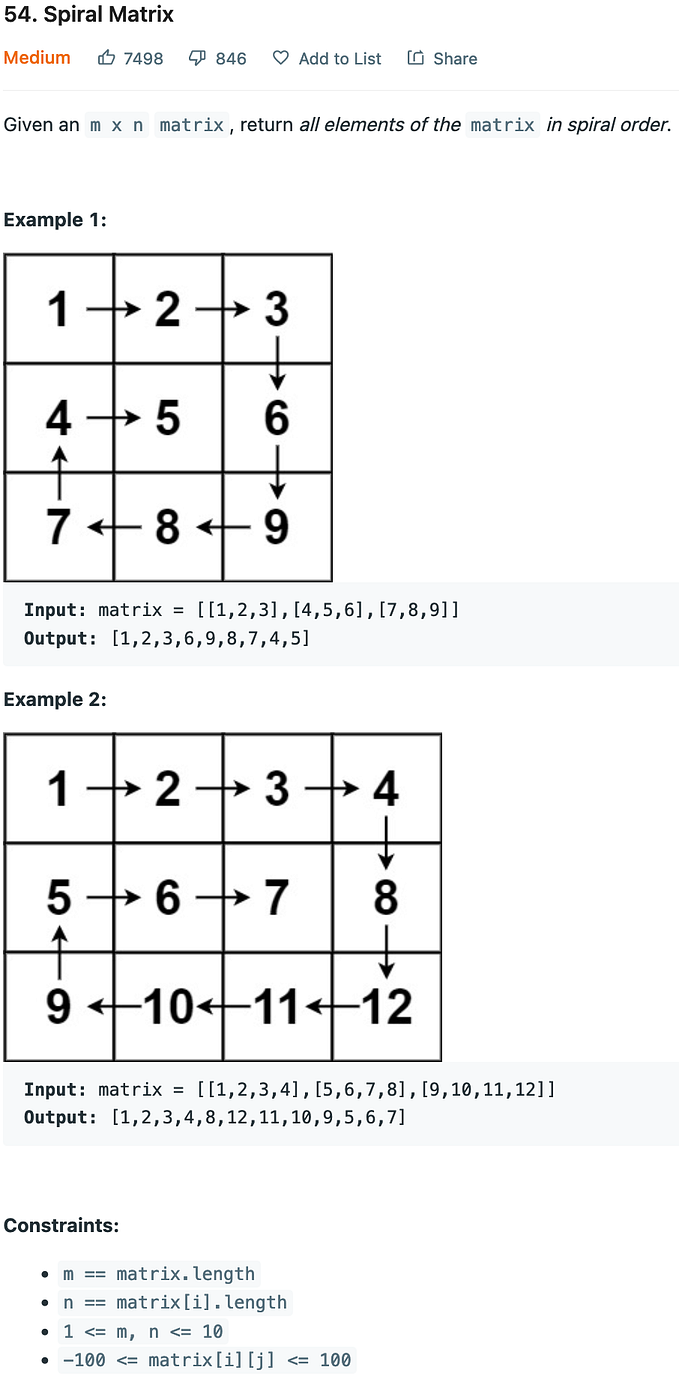54 — Spiral Matrix