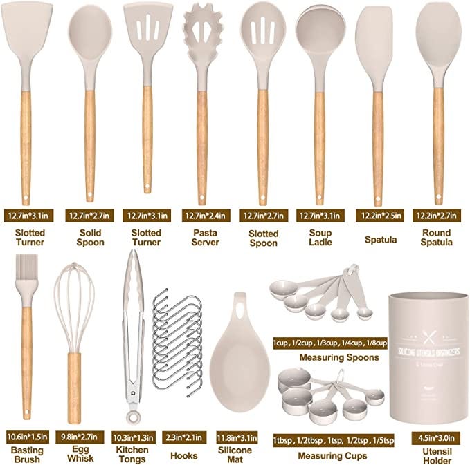 Silicone Cooking Utensil Set, 30 Pcs Kitchen Utensils Cooking Utensils Set,  Food Grade Silicone Spatula Set, BPA-Free, Non-stick Heat Resistant Silicone  Cookware with Strong Stainless Steel Handle 