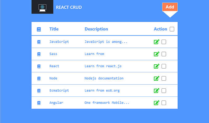 CRUD Application in React.js with Redux and Hooks.