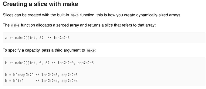Go’s make() documentation
