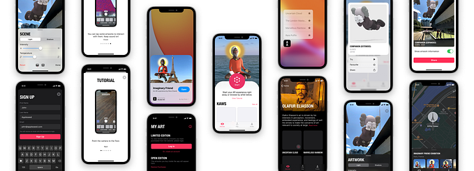 The redesigned screens for Acute Art