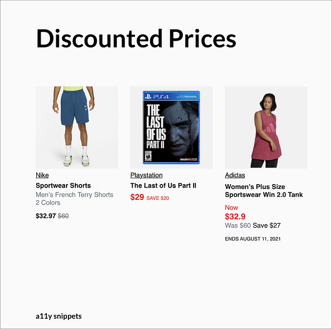 Discounted prices- a11y Snippets