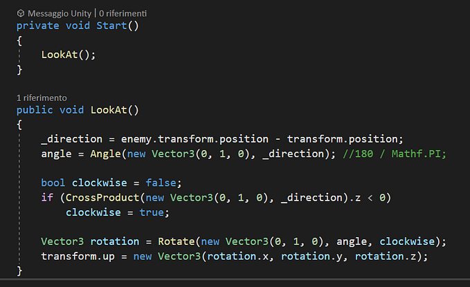 Math in Unity : LookAt()