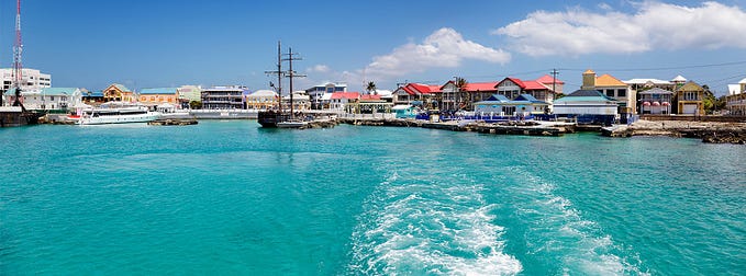 Seaside view of the Cayman Islands and Seven Mile Beach