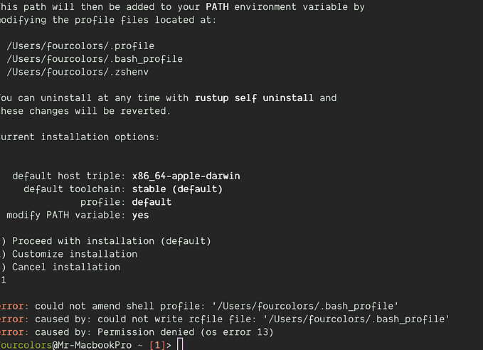 Installing RustUp on MacOSX and Fish Shell