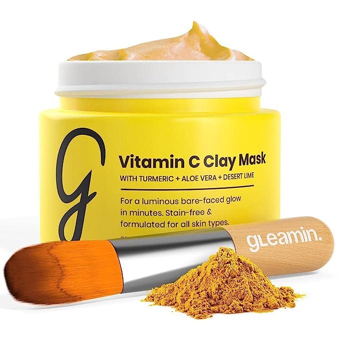 Gleamin Vitamin C Clay Mask Turmeric Skin Care, Deep Cleansing Facial