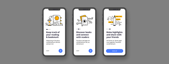 The Reader — Illustration process for an E-book app