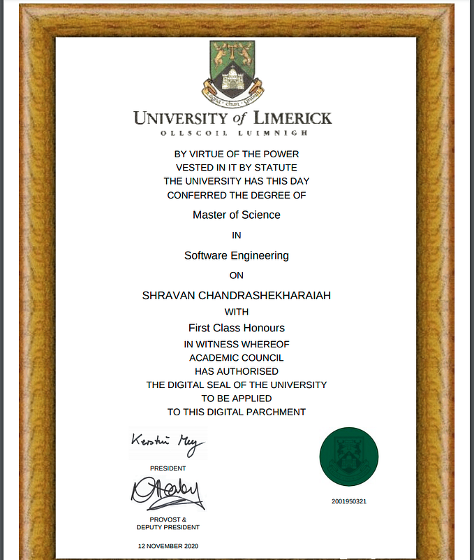 Masters Program at University of Limerick