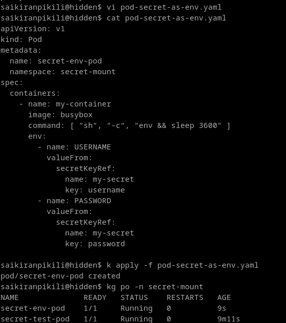 Mount secrets to pods in kubernetes and access them as environment variables