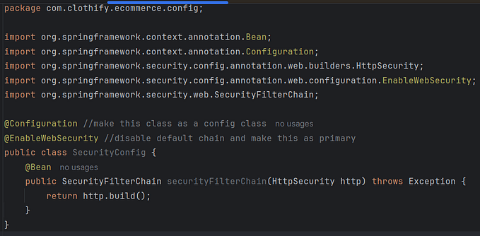 How to disable the default spring security filter chain and define a custom filter chain. (PART-5)