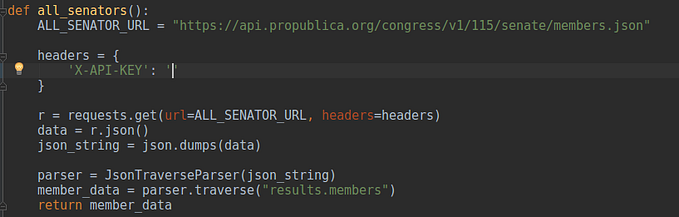 Python: Requesting and parsing data from API