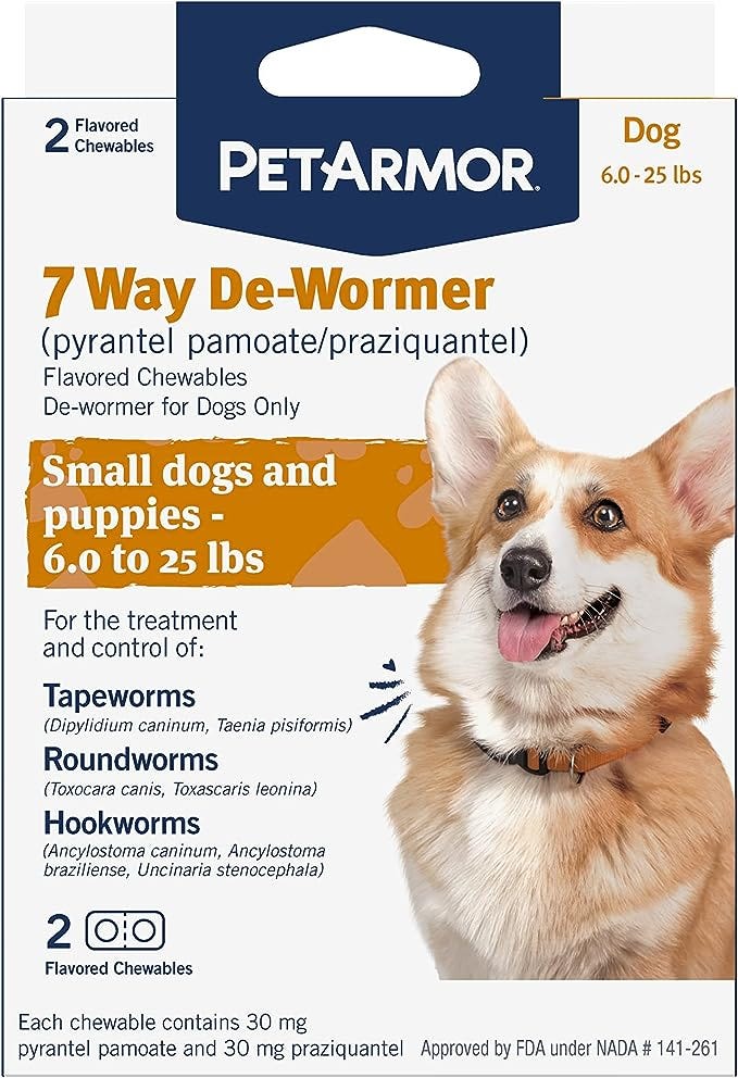 PetArmor 7 Way De-Wormer for Dogs, Oral Treatment for Tapeworm ...