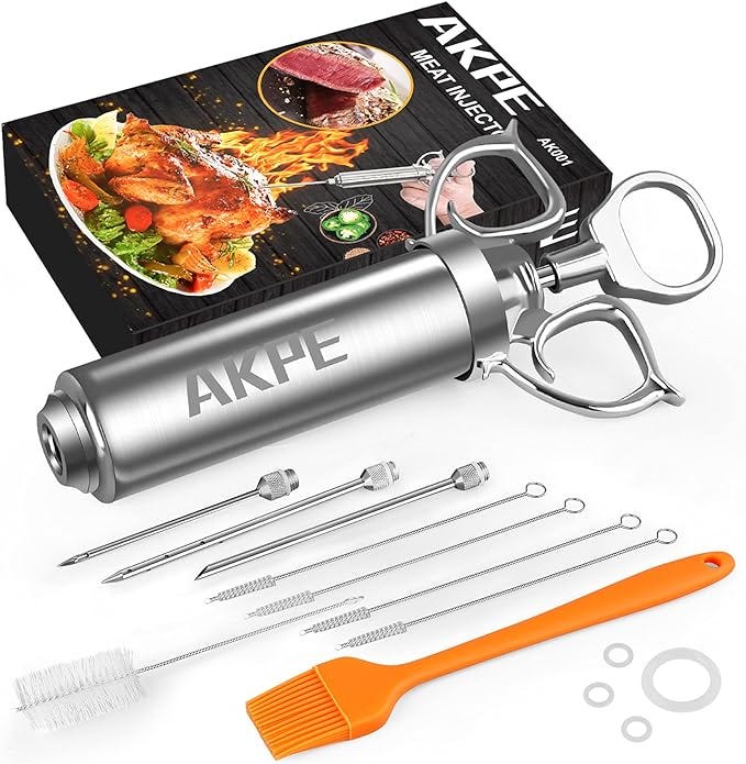 AKPE Meat Injector, Stainless Steel Marinade injector Syringe for BBQ