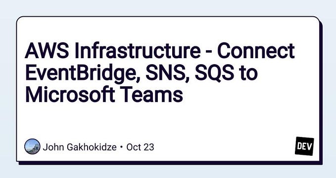AWS Infrastructure — Connect EventBridge, SNS, SQS to Microsoft Teams