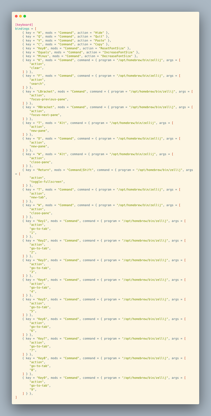 Transition from iTerm to Alacritty + Zellij