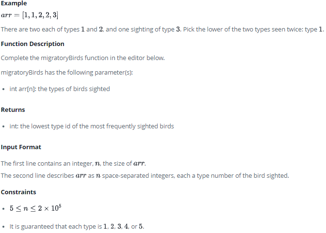 How I solved Hacker Rank Challenge, Migratory Birds