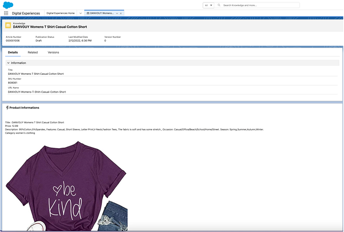 LWC Component — Salesforce Knowledge + API