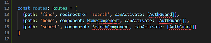 Routes in app-routing.module.ts in angular.