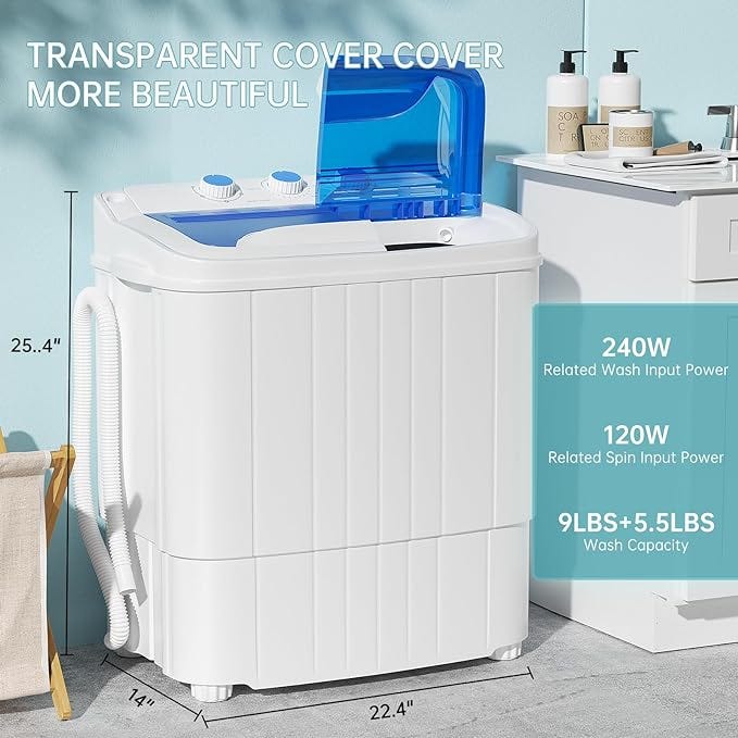 Portable Washing Machine, 2 In 1 Small Washing Machine and Spin Dryer
