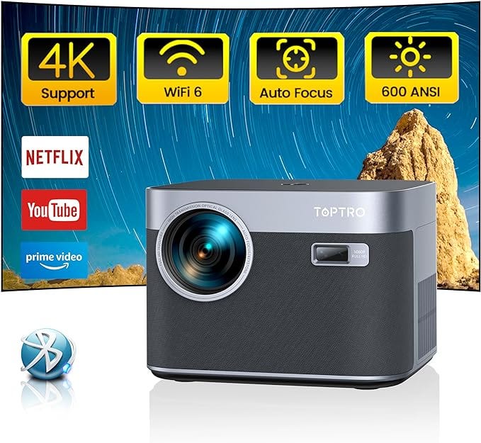 [Auto Focus] Projector with WiFi 6 and Bluetooth 5.2  