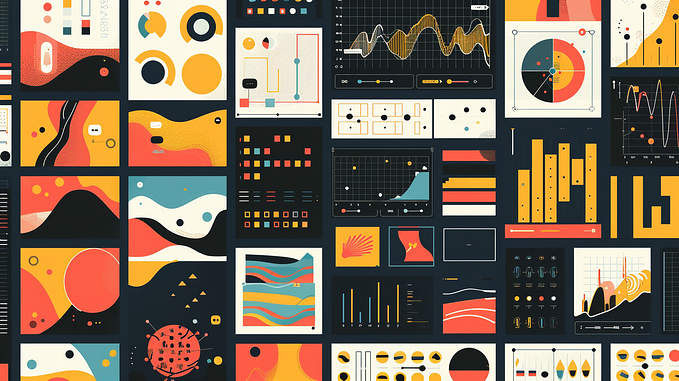 A screen filled with dashboards and components, effectively representing a library of design elements.