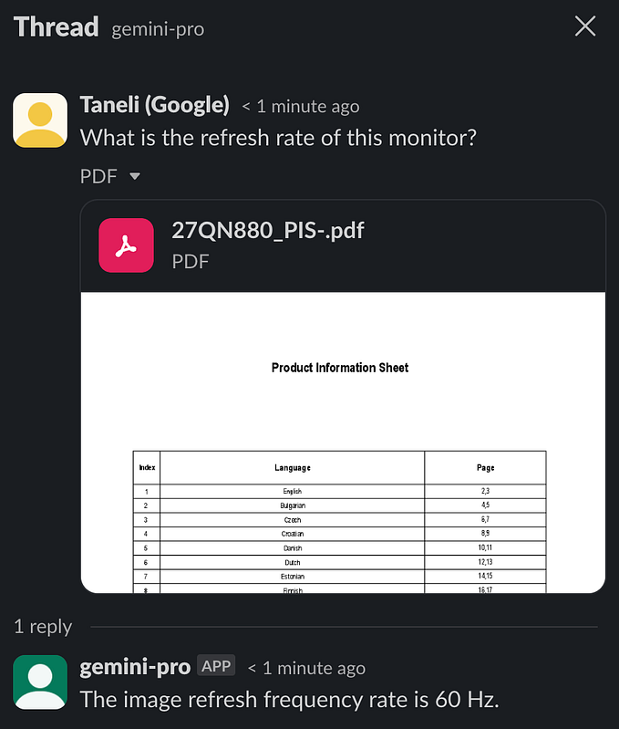Gemini Pro 1.5 multi-modal Slack bot