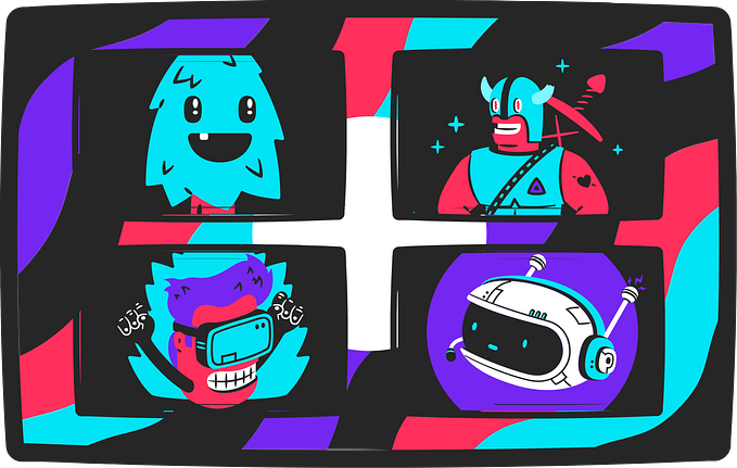 Ilustração: Videoconferência com diferentes personagens conversando em grupo, simulando uma reunião.