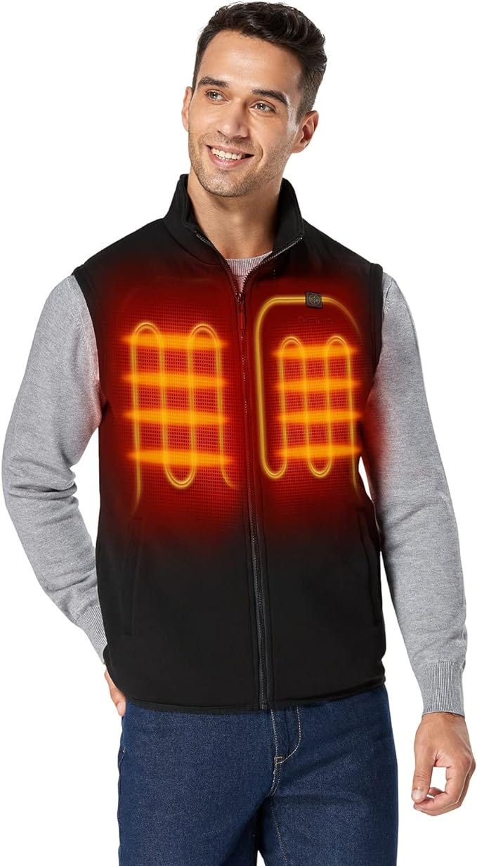 ORORO Men’s Fleece Heated Vest with Battery Pack by Olivia Angel