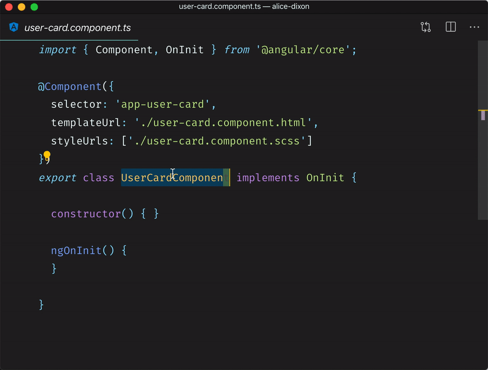 Renaming an Angular Component