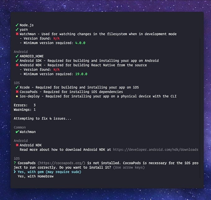 Meet the new diagnostic tool for react-native : react-native doctor