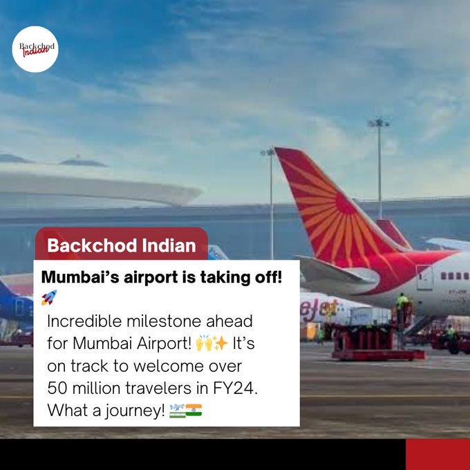 Mumbai Airport Soars to New Heights: Set to Welcome 50 Million Passengers in FY24